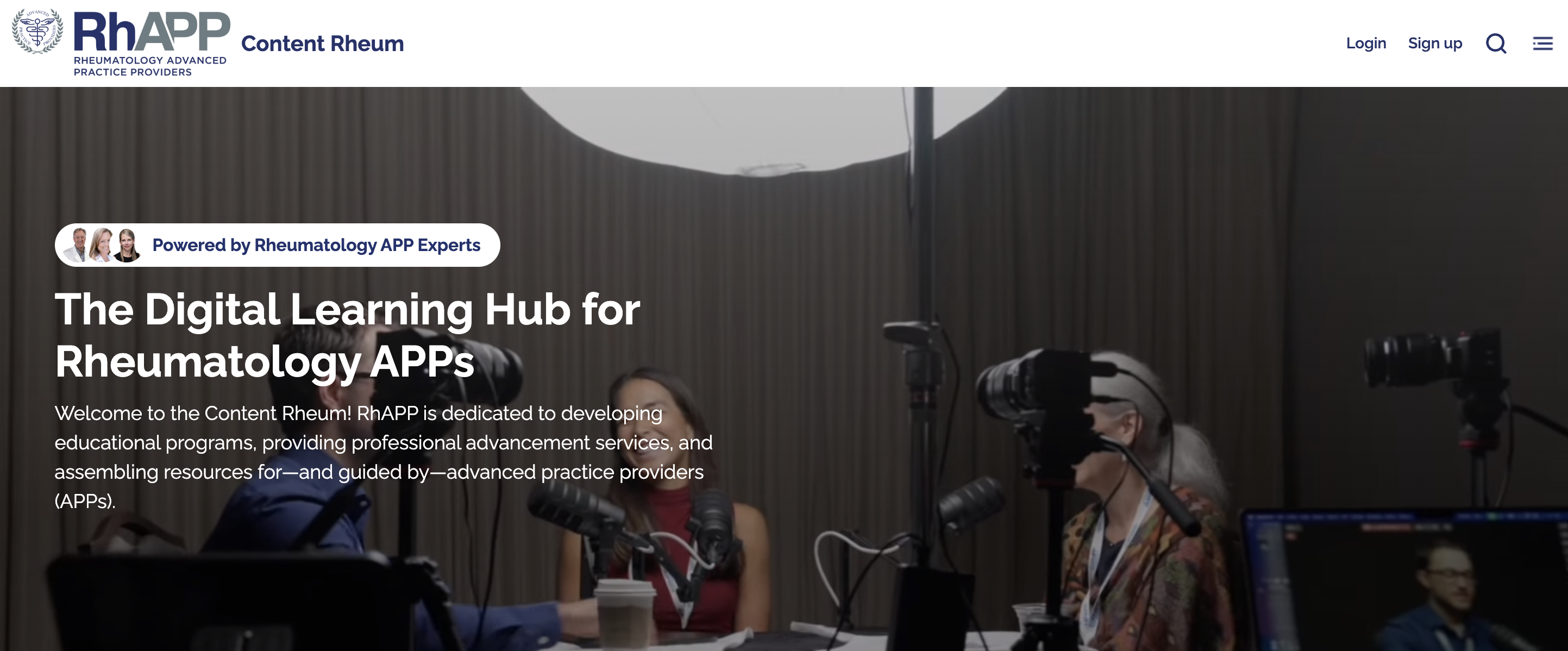 Content Rheum digital hub homepage